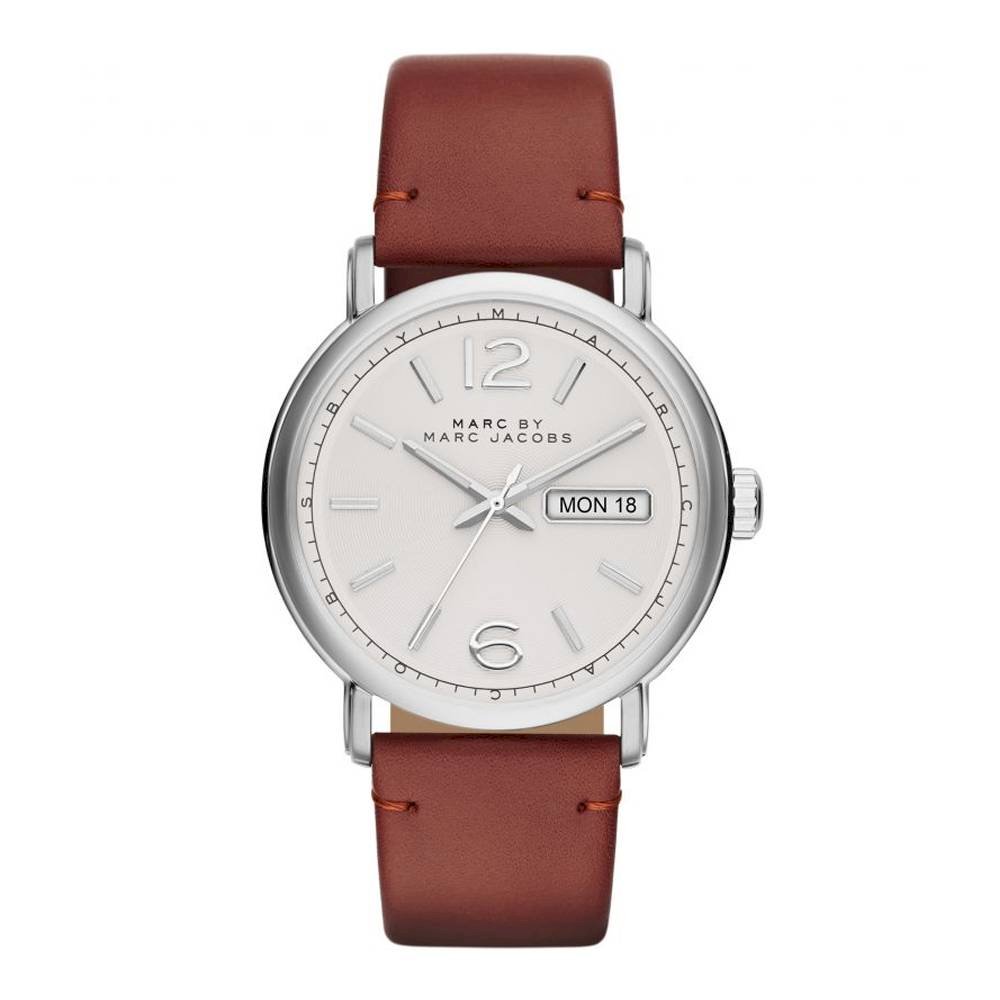 Marc Jacobs Marc Fergus White Dial Brown Leather Strap Watch for Men - MBM5080