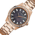 Guess Sparkler Diamonds Black Dial Rose Gold Steel Strap Watch for Women - GW0111L3