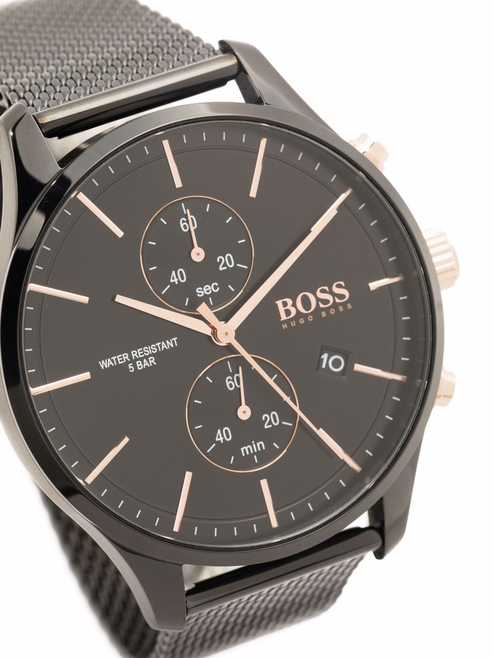 Hugo Boss Associate Black Dial Black Mesh Bracelet Watch for Men - 1513769