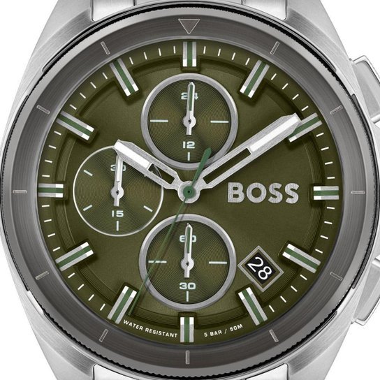 Hugo Boss Volane Chronograph Grey Dial Silver Steel Strap Watch for Men - 1513951