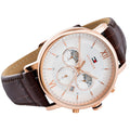 Tommy Hilfiger Evan White Dial Brown Leather Strap Watch for Men - 1710394