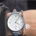 Fossil Jacqueline White Dial Light Blue Leather Strap Watch for Women - ES3821