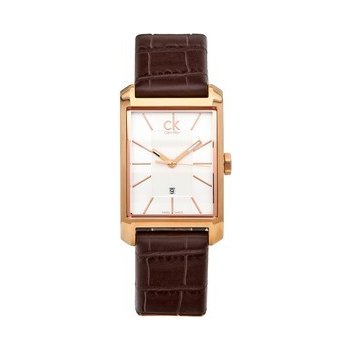 Calvin Klein Window White Dial Brown Leather Strap Watch for Women - K2M23620