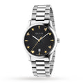 Gucci G Timeless Black Dial Silver Steel Strap Watch For Women - YA1264029A