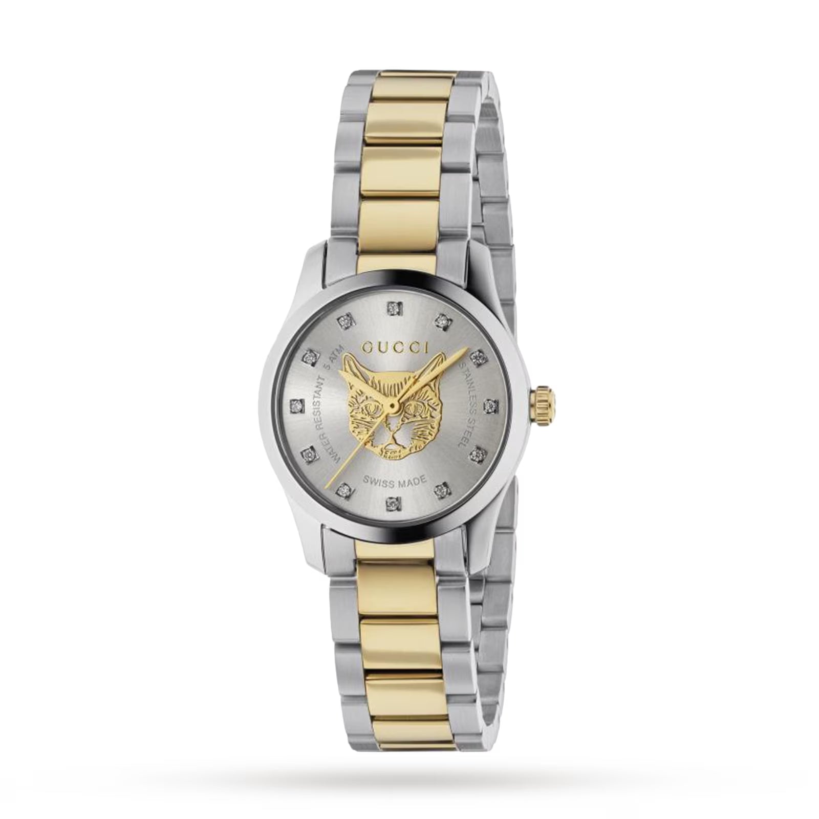 Gucci G Timeless Quartz Diamonds Silver Dial Two Tone Steel Strap Watch For Women - YA1265016