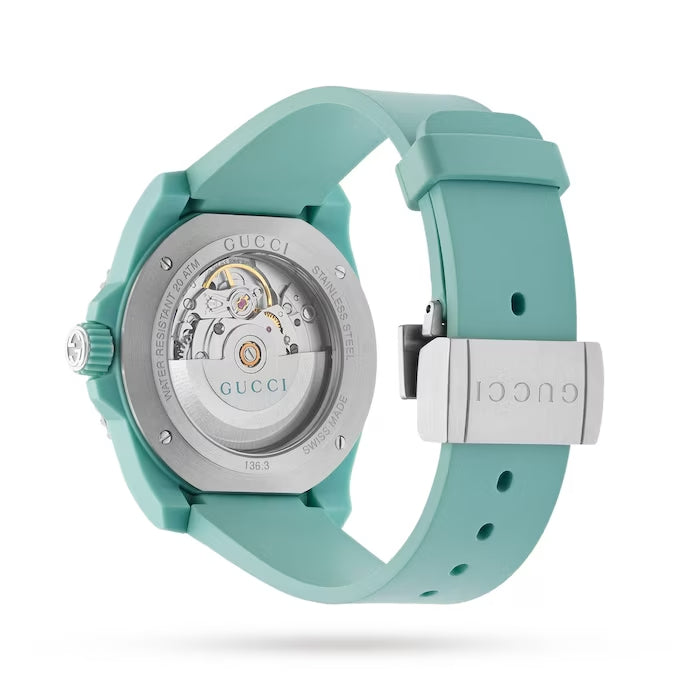 Gucci Dive Automatic Green Dial Green Rubber Strap Unisex Watch - YA136344