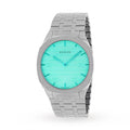 Gucci 25H Quartz Turquoise Dial Silver Steel Strap Watch For Women - YA163409