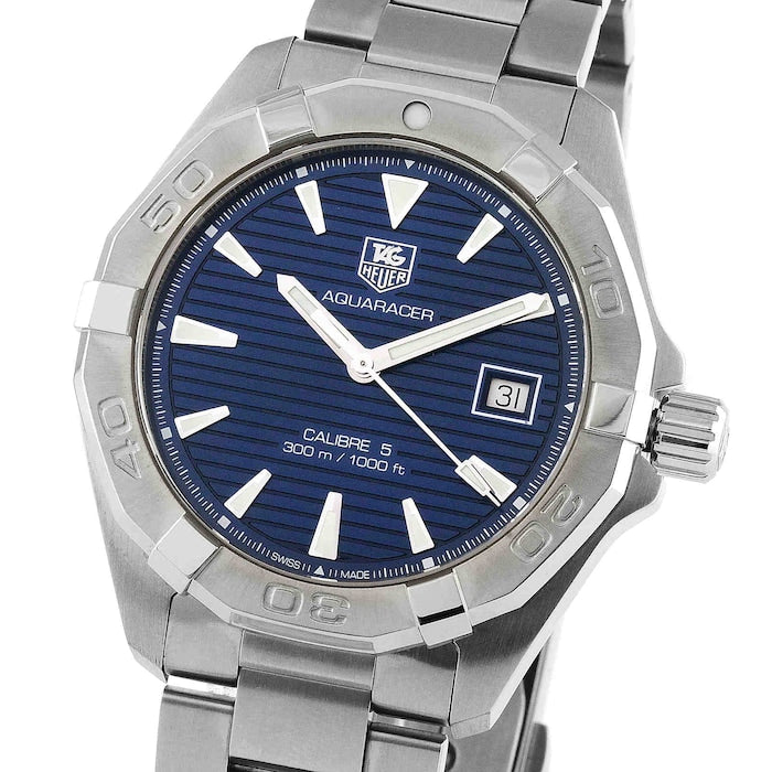 Tag Heuer Aquaracer Automatic 41mm Blue Dial Silver Steel Strap Watch for Men - WAY2112.BA0928