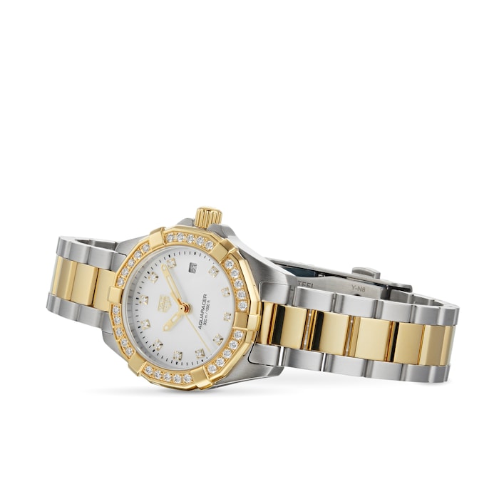 Tag Heuer Aquaracer Quartz Diamonds Mother of Pearl Dial Two Tone Steel Strap Watch for Women - WBD1423.BB0321