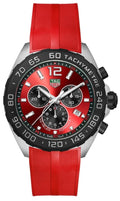 Tag Heuer Formula 1 Chronograph 41mm Red Dial Red Rubber Strap Watch for Men - CAZ101AN.FT8055