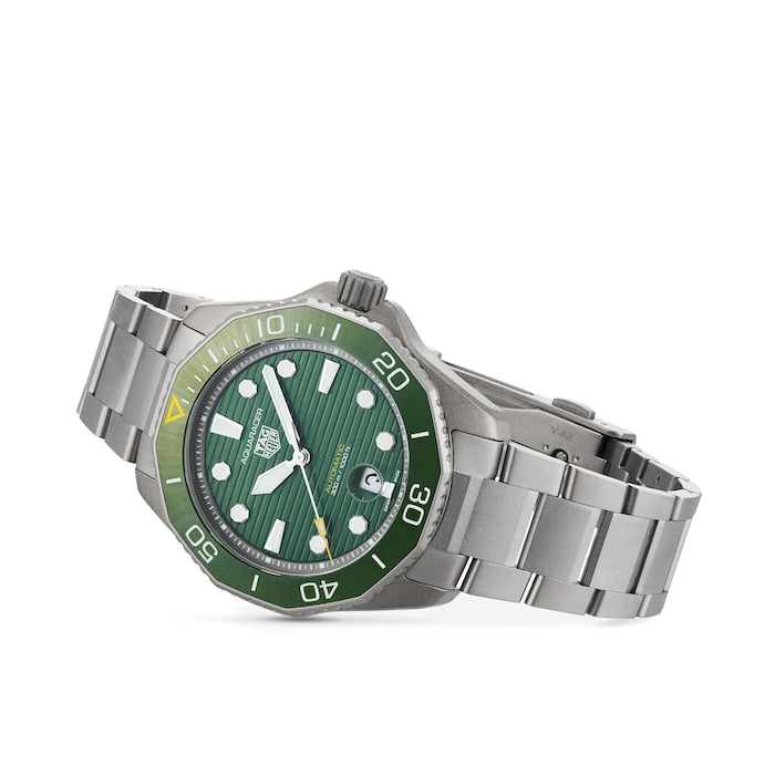 Tag Heuer Aquaracer Professional 300 Automatic Green Dial Silver Steel Strap Watch for Men - WBP208B.BF0631