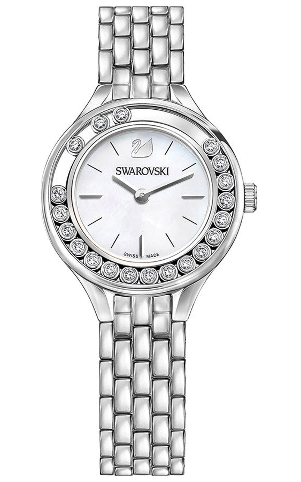 Swarovski Lovely Crystals Mini White Dial Silver Steel Strap Watch for Women - 5242901