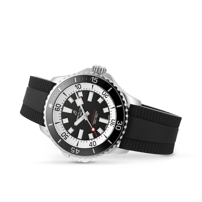 Breitling Superocean Automatic 46 Black Dial Black Rubber Strap Watch for Men - A17378211B1S1