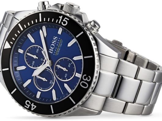 Hugo Boss Ocean Edition Chronograph Blue Dial Silver Steel Strap Watch for Men - 1513704