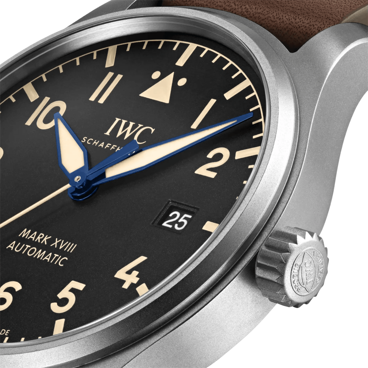 IWC Pilot's Watch Mark XVIII 40mm Black Dial Brown Leather Strap Watch for Men - IW327006