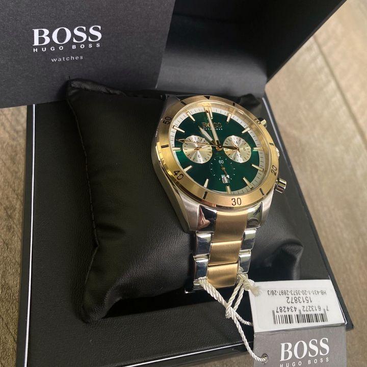 Hugo Boss Santiago Chronograph Green Dial Two Tone Steel Strap Watch for Men - 1513872