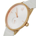 Calvin Klein Accent Silver Dial White Leather Strap Watch for Women - K2Y216K6