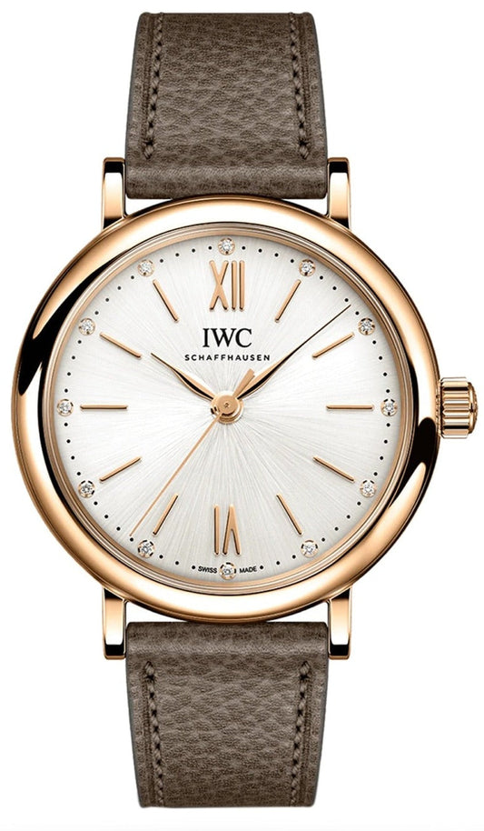 IWC Portofino Automatic Silver Dial Brown Leather Strap Watch for Men - IW357414