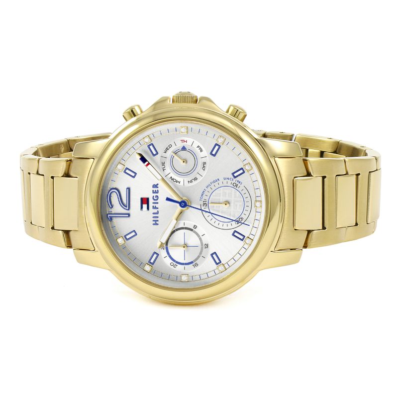 Tommy Hilfiger Claudia White Dial Gold Steel Strap Watch for Women - 1781742