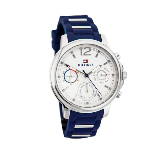 Tommy Hilfiger Claudia White Dial Blue Steel Strap Watch for Women - 1781746