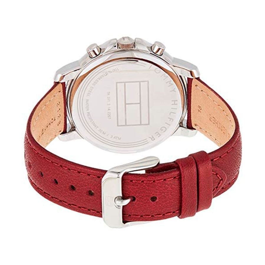 Tommy Hilfiger Claudia White Dial Red Leather Strap Watch for Women - 1781816