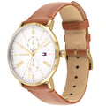 Tommy Hilfiger Jenna Quartz White Dial Brown Leather Strap Watch for Women - 1782073