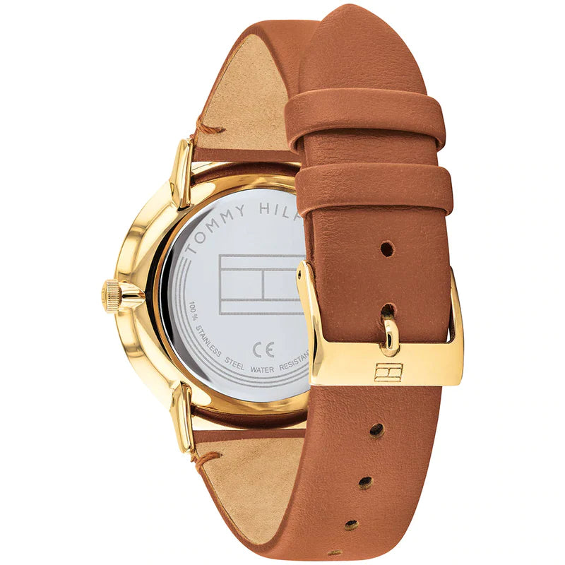 Tommy Hilfiger Jenna Quartz White Dial Brown Leather Strap Watch for Women - 1782073