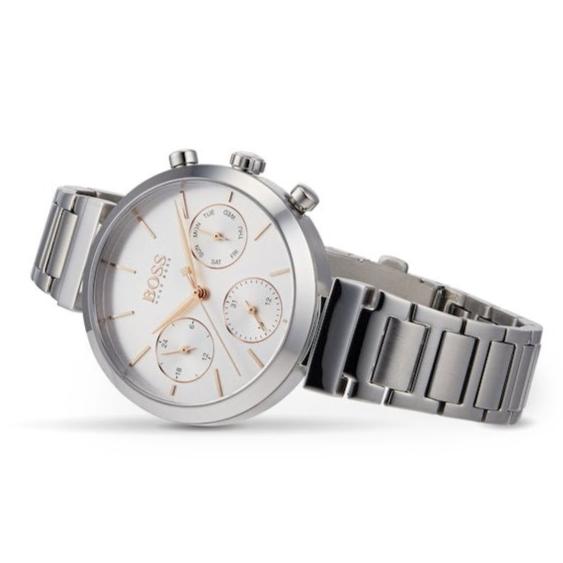 Hugo Boss Flawless Silver Dial Silver Steel Strap Watch for Women - 1502530