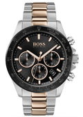 Hugo Boss Here Chronograph Black Dial Two Tone Steel Strap Watch for Men - 1513757