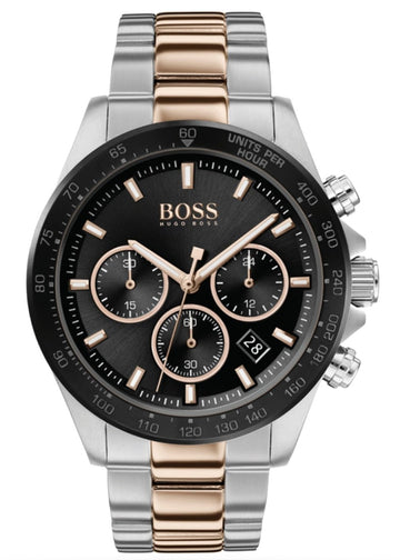 Hugo Boss Here Chronograph Black Dial Two Tone Steel Strap Watch for Men - 1513757