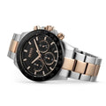 Hugo Boss Here Chronograph Black Dial Two Tone Steel Strap Watch for Men - 1513757