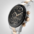 Hugo Boss Here Chronograph Black Dial Two Tone Steel Strap Watch for Men - 1513757