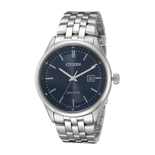 Citizen Eco Drive Blue Dial Silver Stainless Steel Watch For Men - BM7250-56L