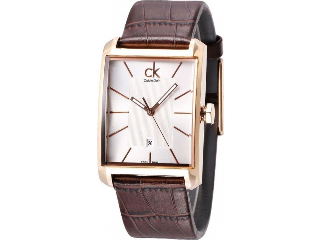 Calvin Klein Window Silver Dial Brown Leather Strap Watch for Men - K2M21620