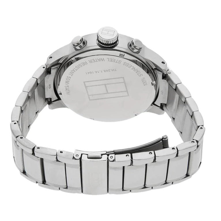 Tommy Hilfiger Trent Quartz Black Dial Silver Steel Strap Watch for Men - 1791054