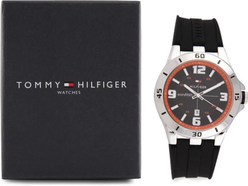 Tommy Hilfiger Drew Black Dial Black Rubber Strap Watch for Men - 1791064