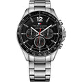 Tommy Hilfiger Luke Chronograph Quartz Black Dial Silver Steel Strap Watch for Men - 1791104