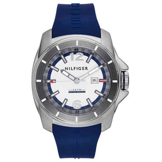 Tommy Hilfiger Windsurf White Dial Blue Rubber Strap Watch for Men - 1791113