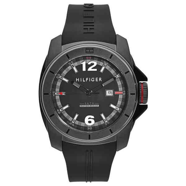 Tommy Hilfiger Windsurf Black Dial Black Rubber Strap Watch for Men- 1791114