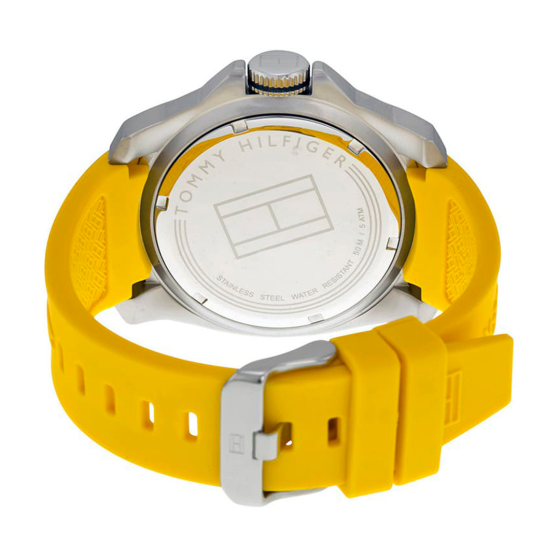 Tommy Hilfiger Windsurf White Dial Yellow Rubber Strap Watch for Men - 1791115