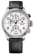 Tommy Hilfiger Trent Multifunction White Dial Black Leather Strap Watch for Men - 1791138