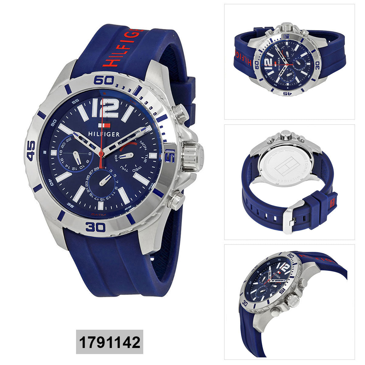 Tommy Hilfiger Nolan Chronograph Blue Dial Blue Rubber Strap Watch for Men - 1791142