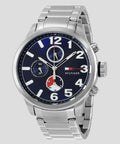 Tommy Hilfiger Jackson Chronograph Blue Dial Silver Steel Strap Watch for Men - 1791242