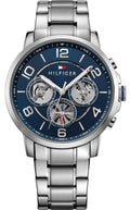 Tommy Hilfiger Keagan Quartz Blue Dial Silver Steel Strap Watch for Men - 1791293