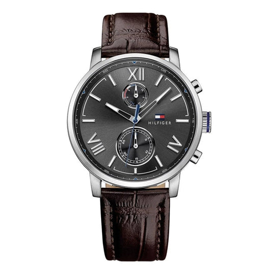 Tommy Hilfiger Alden Quartz Black Dial Brown Leather Strap Watch for Men - 1791309