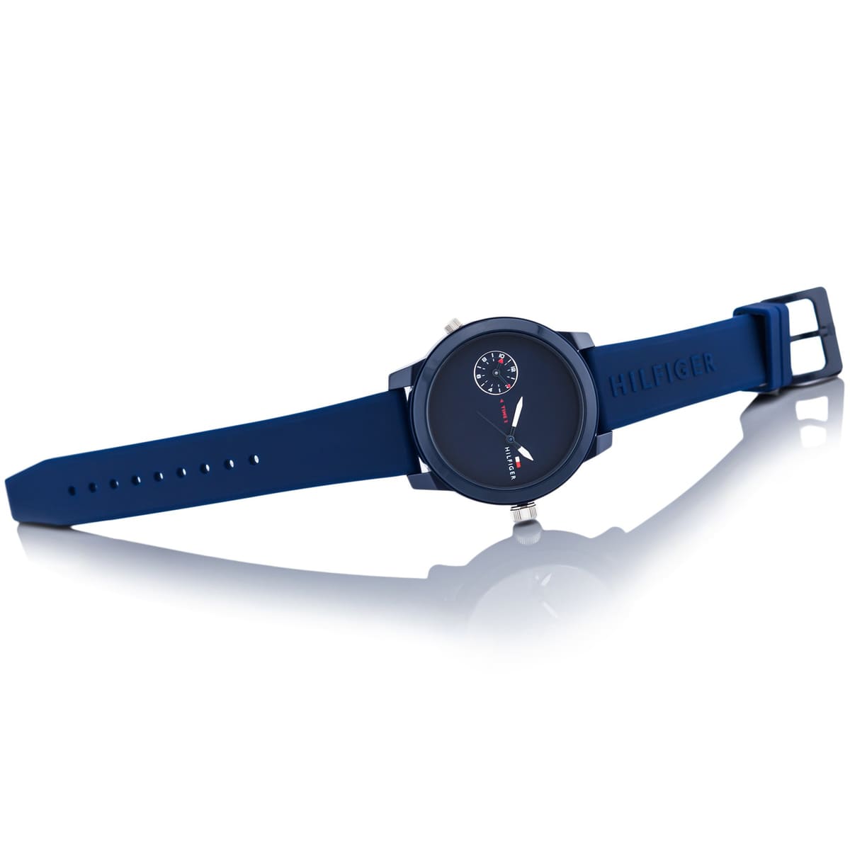 Tommy Hilfiger Denim Quartz Blue Dial Blue Rubber Strap Watch for Men - 1791325