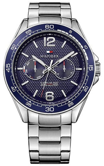 Tommy Hilfiger Erik Chronograph Blue Dial Silver Steel Strap Watch for Men - 1791366