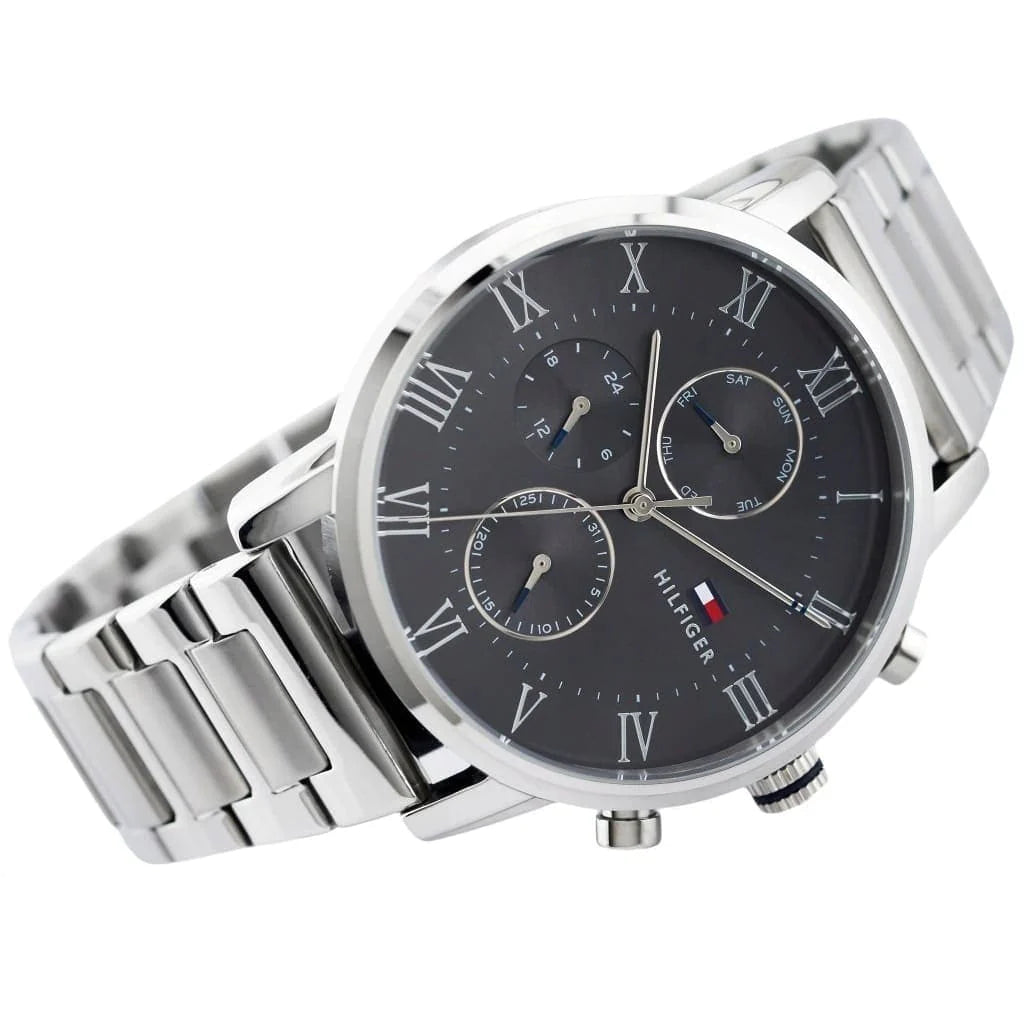 Tommy Hilfiger Kane Chronograph Quartz Grey Dial Silver Steel Strap Watch for Men - 1791397