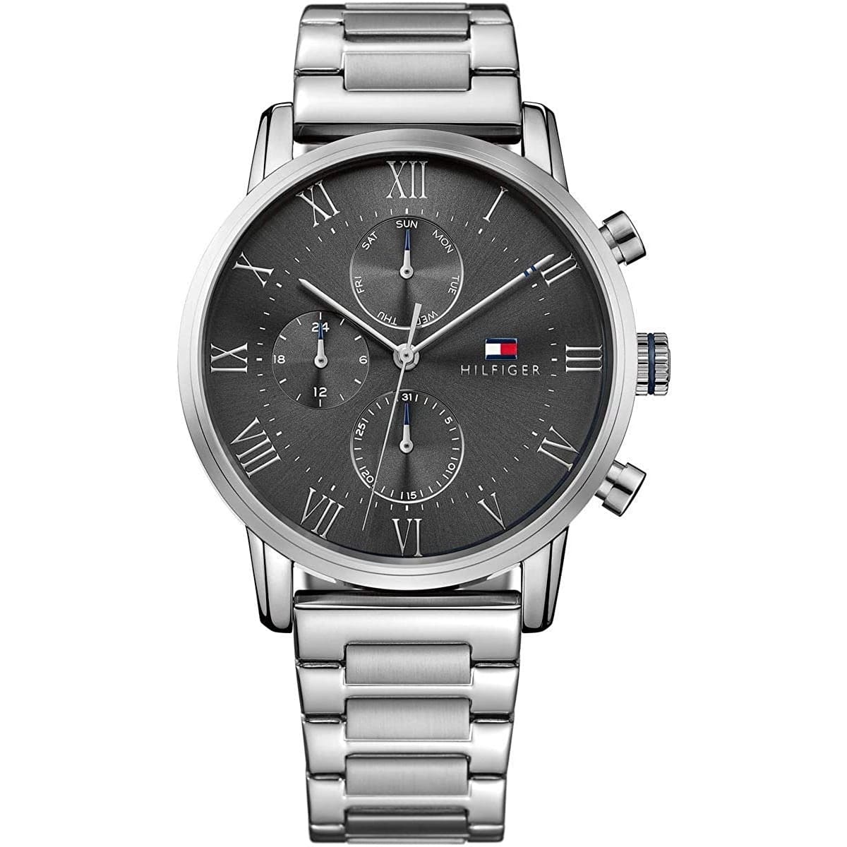 Tommy Hilfiger Kane Chronograph Quartz Grey Dial Silver Steel Strap Watch for Men - 1791397