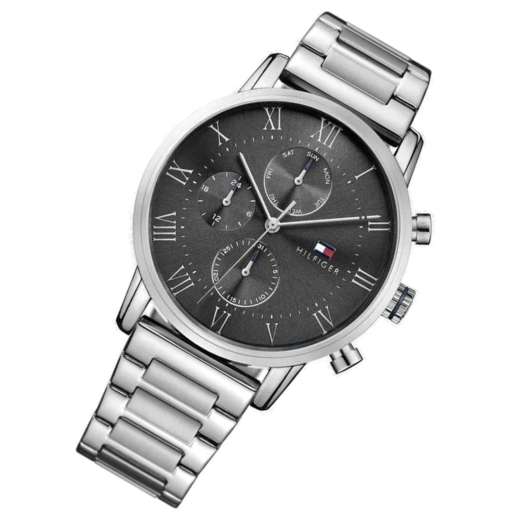 Tommy Hilfiger Kane Chronograph Quartz Grey Dial Silver Steel Strap Watch for Men - 1791397